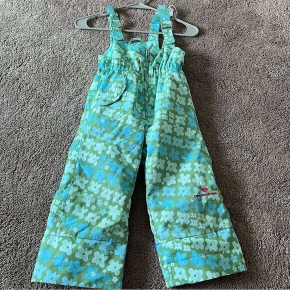 Obermeyer Girl's 3 Floral Snowsuit Bibs. - Picture 1 of 9